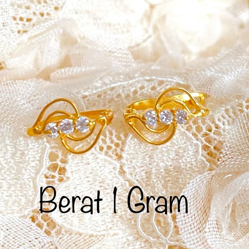 Anting Jepit Emas Muda Dewasa Double S 1 Gram