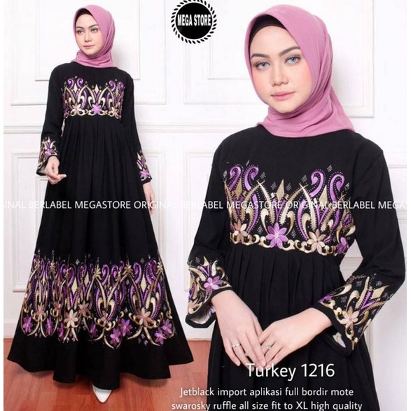 Abaya arab terbaru-gamis hitam kekinian-gamis turki kekinian-baju muslimah terbaru-bordir jandes-best seller-dress polos-dress hitam(BR57)(AZ23)