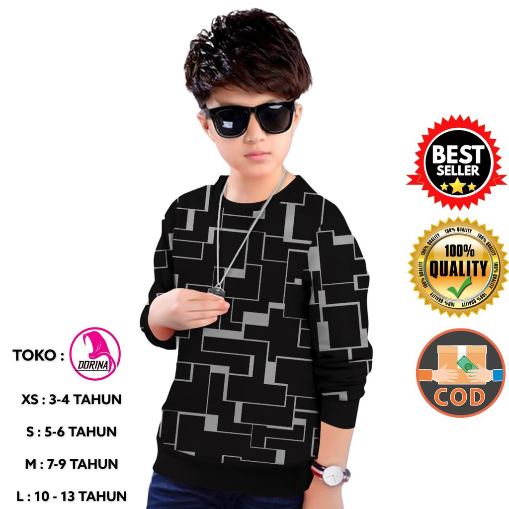 Baju Anak laki laki 3 - 13 tahun Kaos Anak Lengan Panjang Korea Sweater anak laki murah