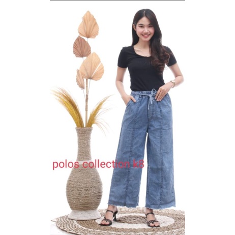 kulot jeans wanita pinggang karet/kulot jin premium/kulot paula jumbo