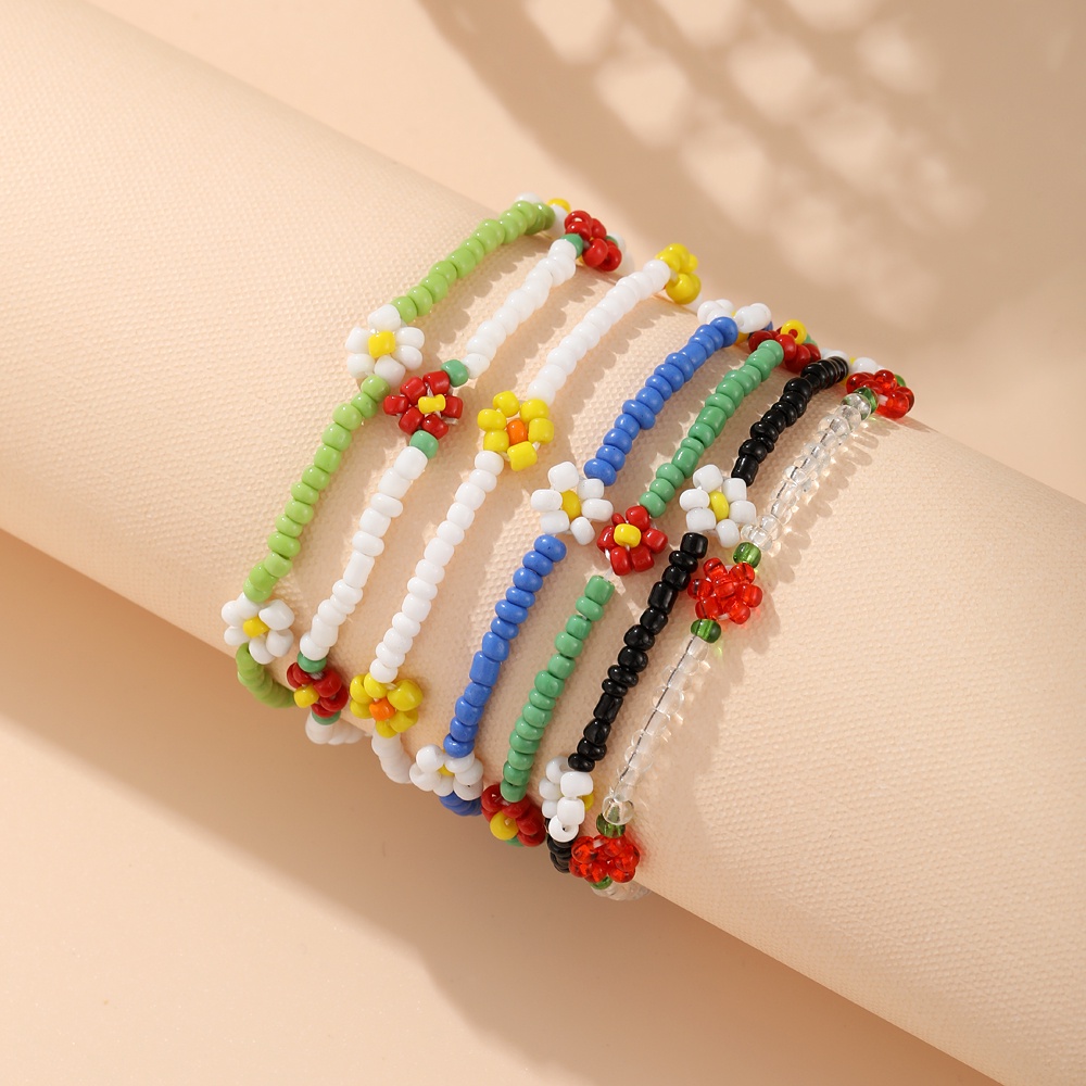 YEEZII Korean Fashion Colorful Beads Bracelet Sweet Flower Bracelets for Women Accessories Jewelry