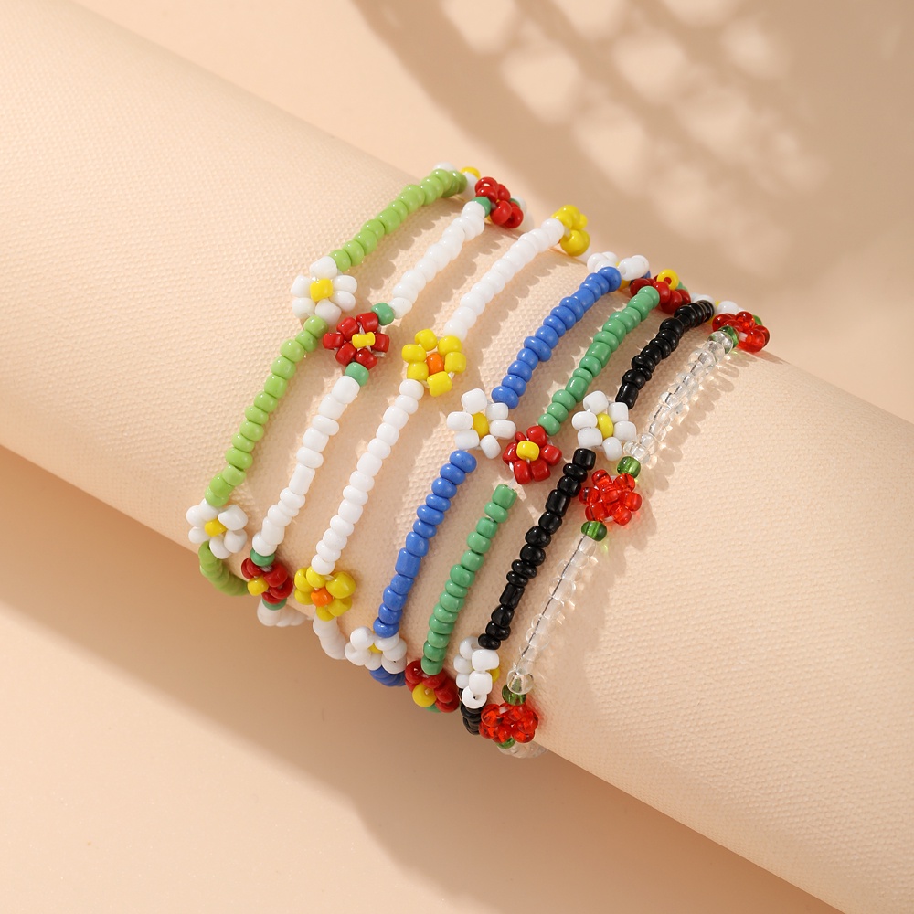 Korean Personality Fashion Colorful Beads Sweet Flower Bracelets for Women Accessories Jewelry