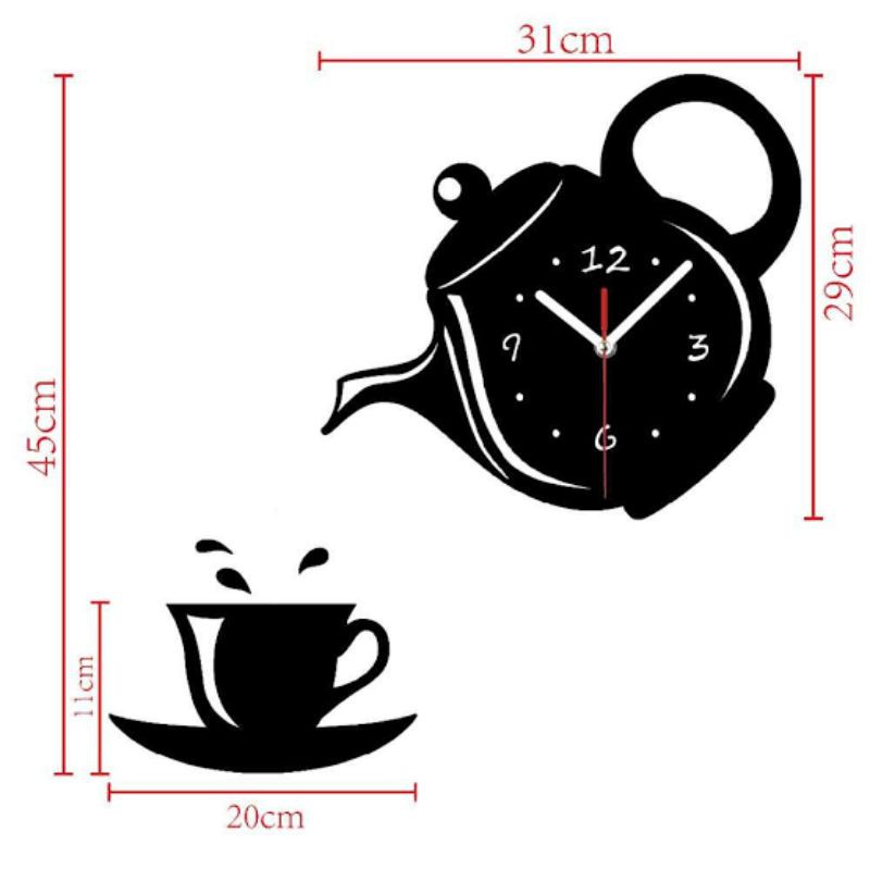 JAM DINDING DIY / GIANT WALL CLOCK QUARTZ CREATIVE DESIGN - MOTIF TEKO KOPI UNIK