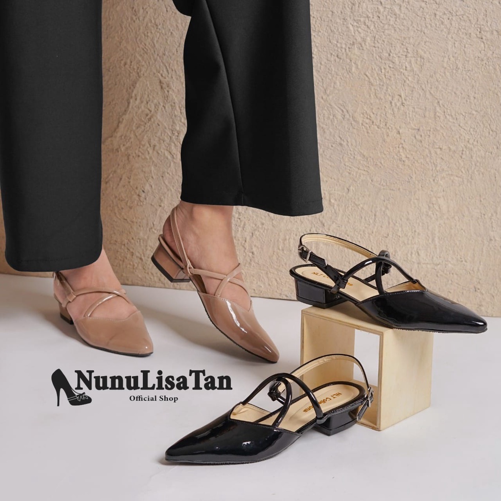 NunuLisaTan - High heels wanita korea terbaru 3cm kantor glossy