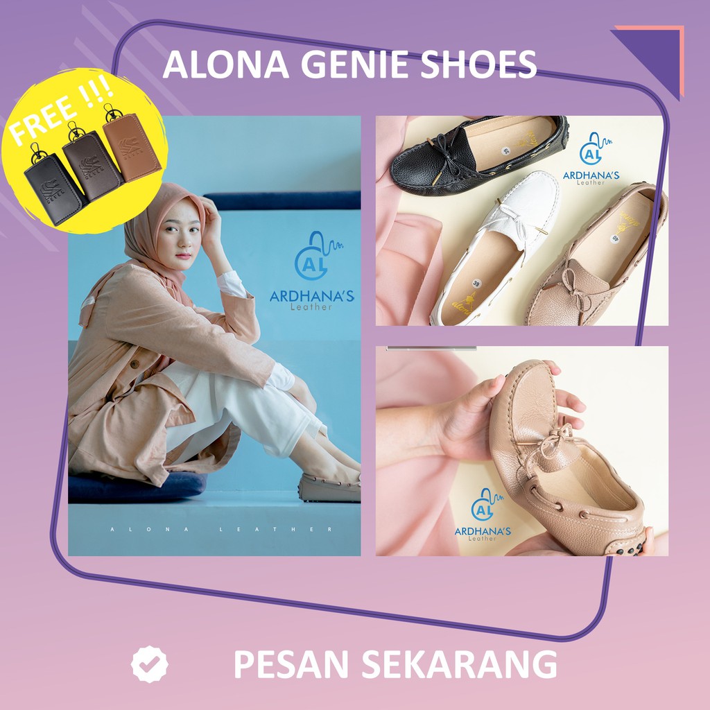 Sepatu kulit wanita asli flat loafer alona genie murah - Ardhanas Leather