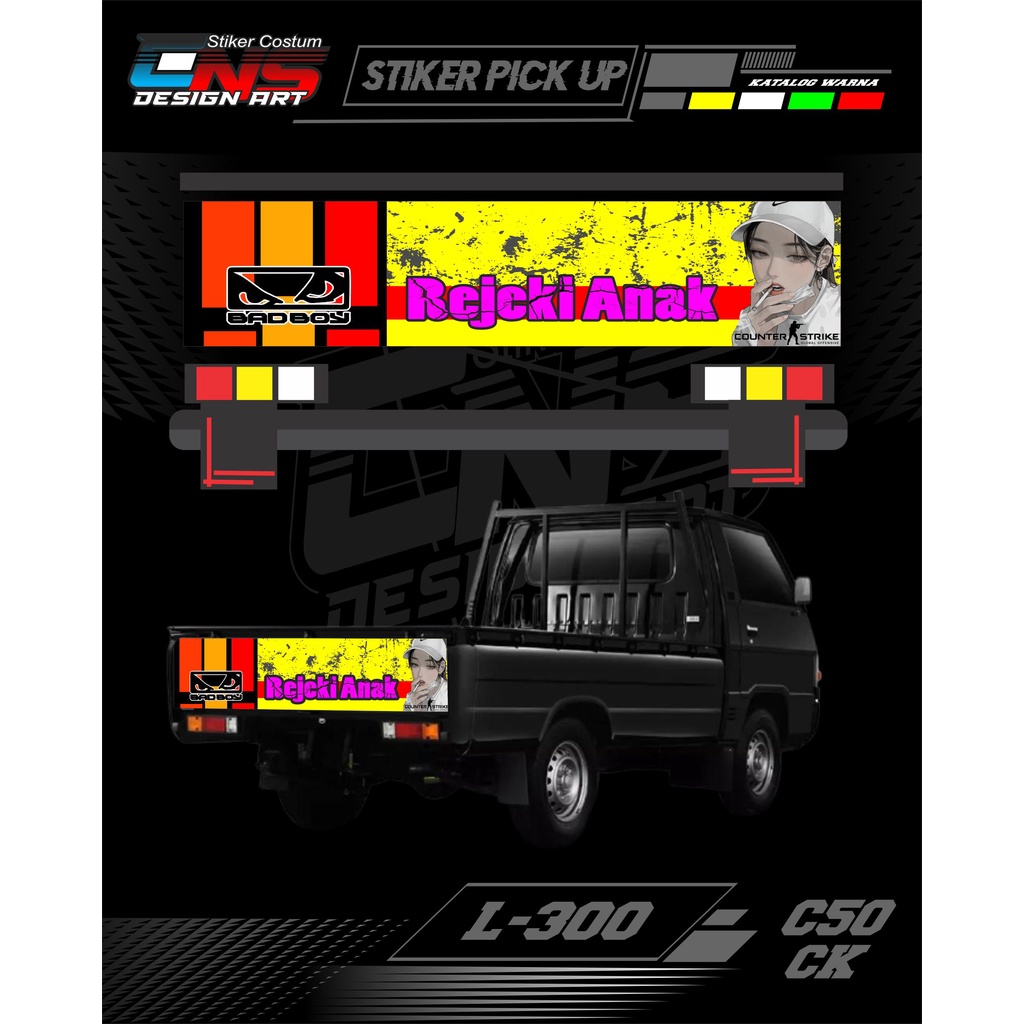Stiker pintu belakang L-300/carry new/carry ts 120cc/grandmax Bahan nyala Stiker decal Pintu belakan