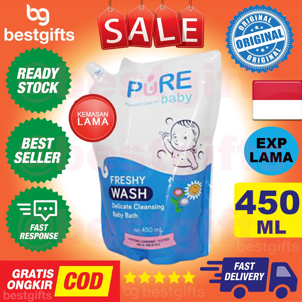 PURE BABY KIDS PUREBABY PUREKIDS WASH REFILL FRESHY 450 ML 450ML SABUN MANDI CAIR BADAN BAYI ANAK