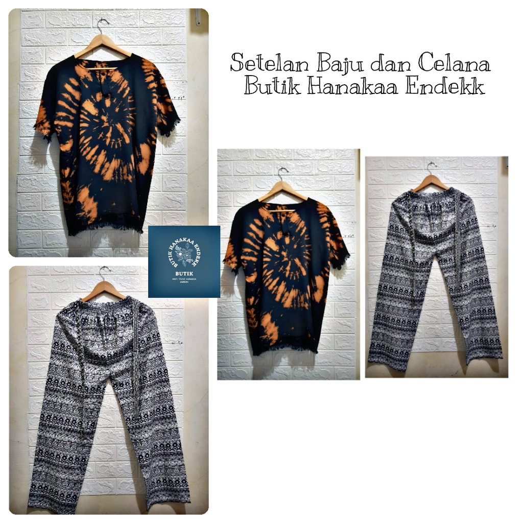 Set/Setelan Baju dan Celana Etnik Dashiki Oval Pria/Wanita (Unisex)