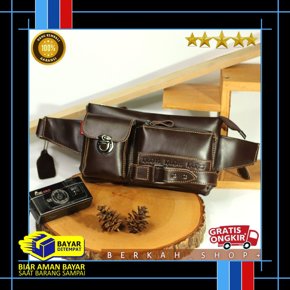Tas Pinggang Waistbag Selempang Kulit Asli Pria Cowok Slempang Waist Bag Weistbag Selepang Pria Cowo