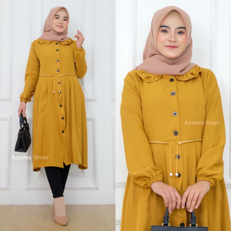 ORIYA TUNIK - LD100-110 Tunik Wanita Shakila Free Belt Kancing Aktif / R.7 - 262-6067 / 529-7175