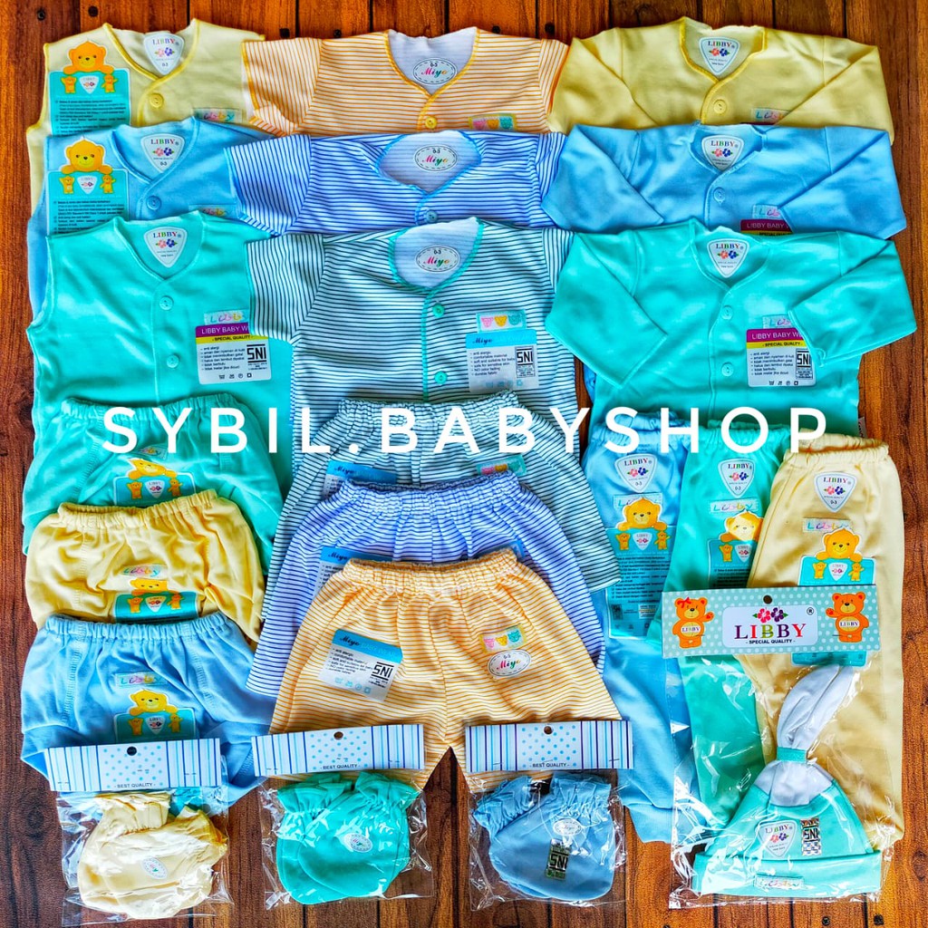 LIBBY Paket Lengkap Baju Bayi Original Newborn LIBBY & Miyo 0-6M Polos Warna (Isi 31 Pcs)-BKH SALUR 0-3 M
