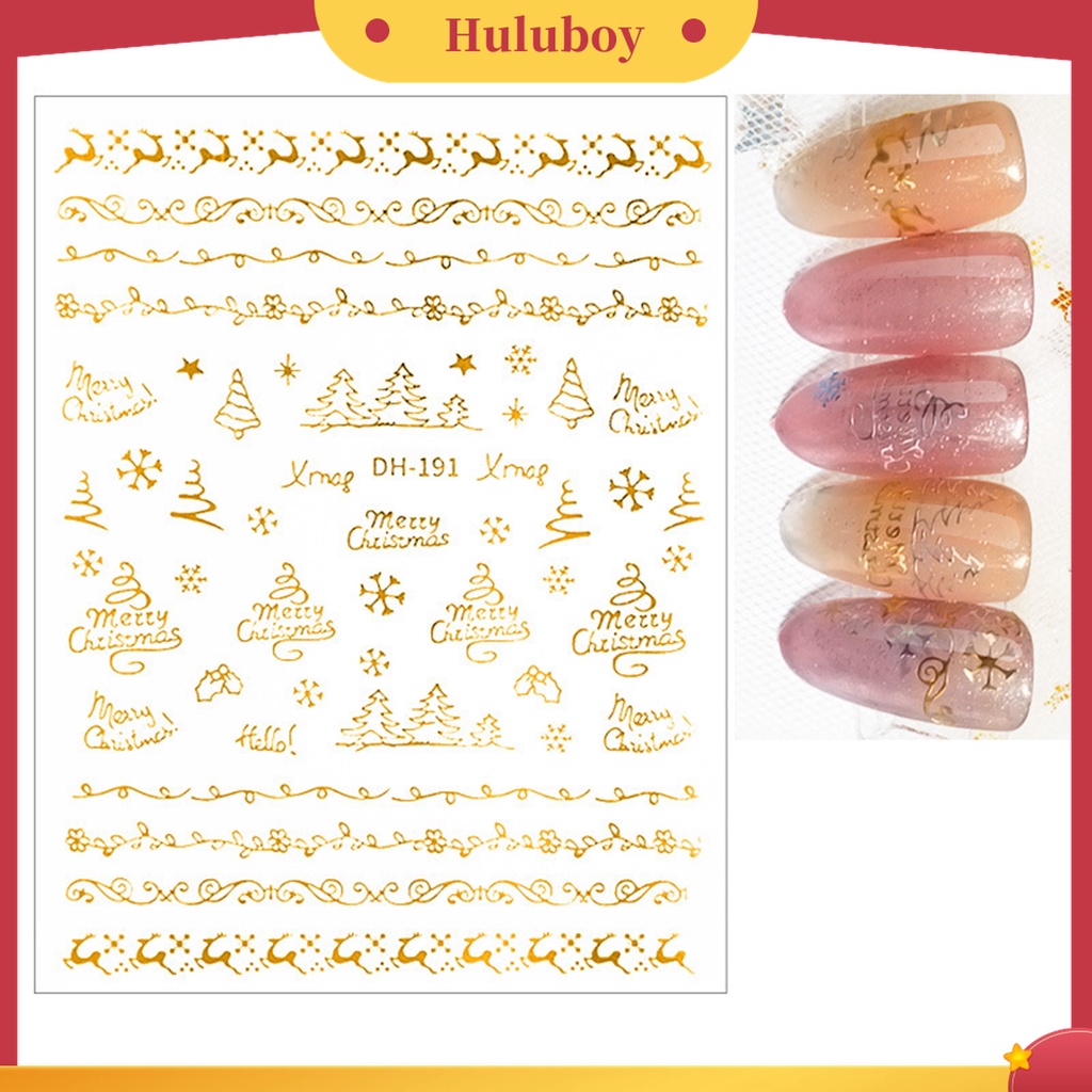 Huluboy Huluboy♡ Stiker Kuku 3D Motif Snowflake Natal Untuk Dekorasi Nail Art