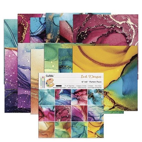 Scrapbook Patterned Paper 6&quot;x6&quot; - Ink Drops (24 sheets)