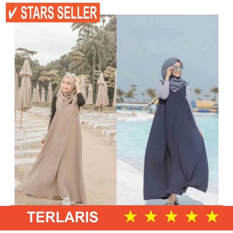 VANILA HIJAB MURAH BARU DRESS JUMBO BESAR LD 110 XL XXL XXXL / (PROMO) FH02 / Elira Set FREE