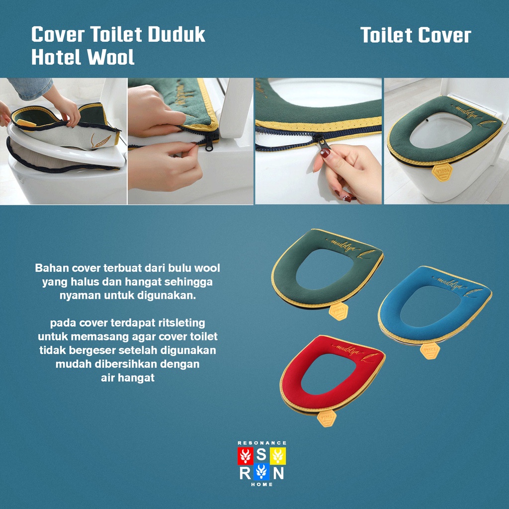 Alas Tempat Duduk WC Toilet Universal Bahan Wool Cover Pelapis Dudukan Closet Resonance Home