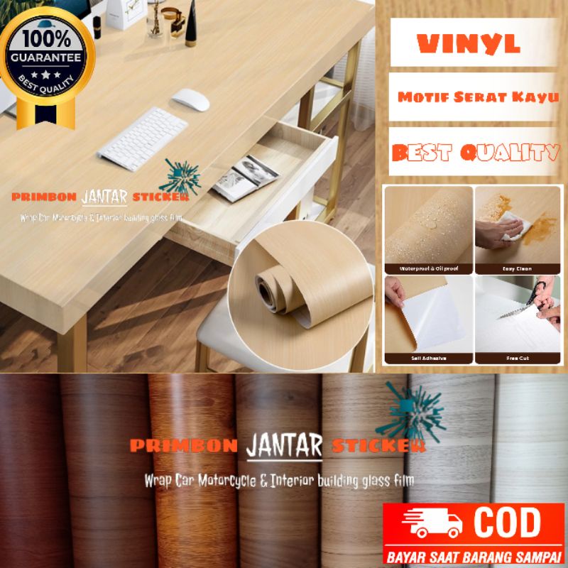 Sticker skotlet lemari meja Kitchenset vinyl motif serat kayu glossy mengkilap anti minyak