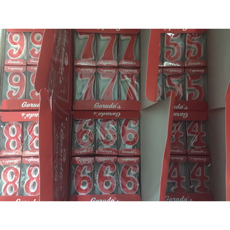 Lilin Angka Merah Putih Kecil Lilin Ulang Tahun 1 pak isi 12 pcs