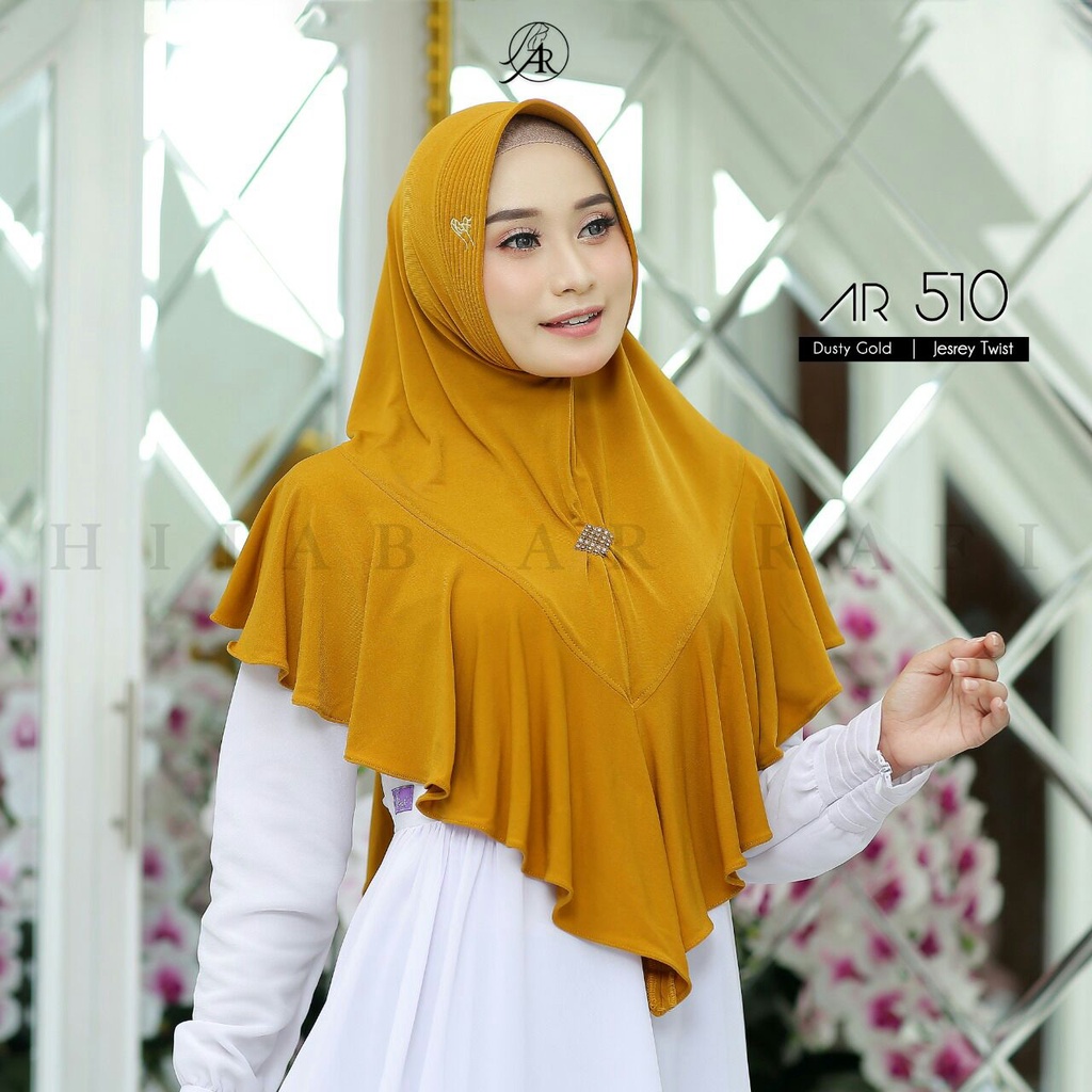 kerudung Instan Jersey Polos AR 510 Arrafi Hijab Hijab Aksen Permata