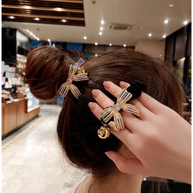 Ikat Rambut Korea Karet Rambut Pita Premium Berlian Swarovski Airin