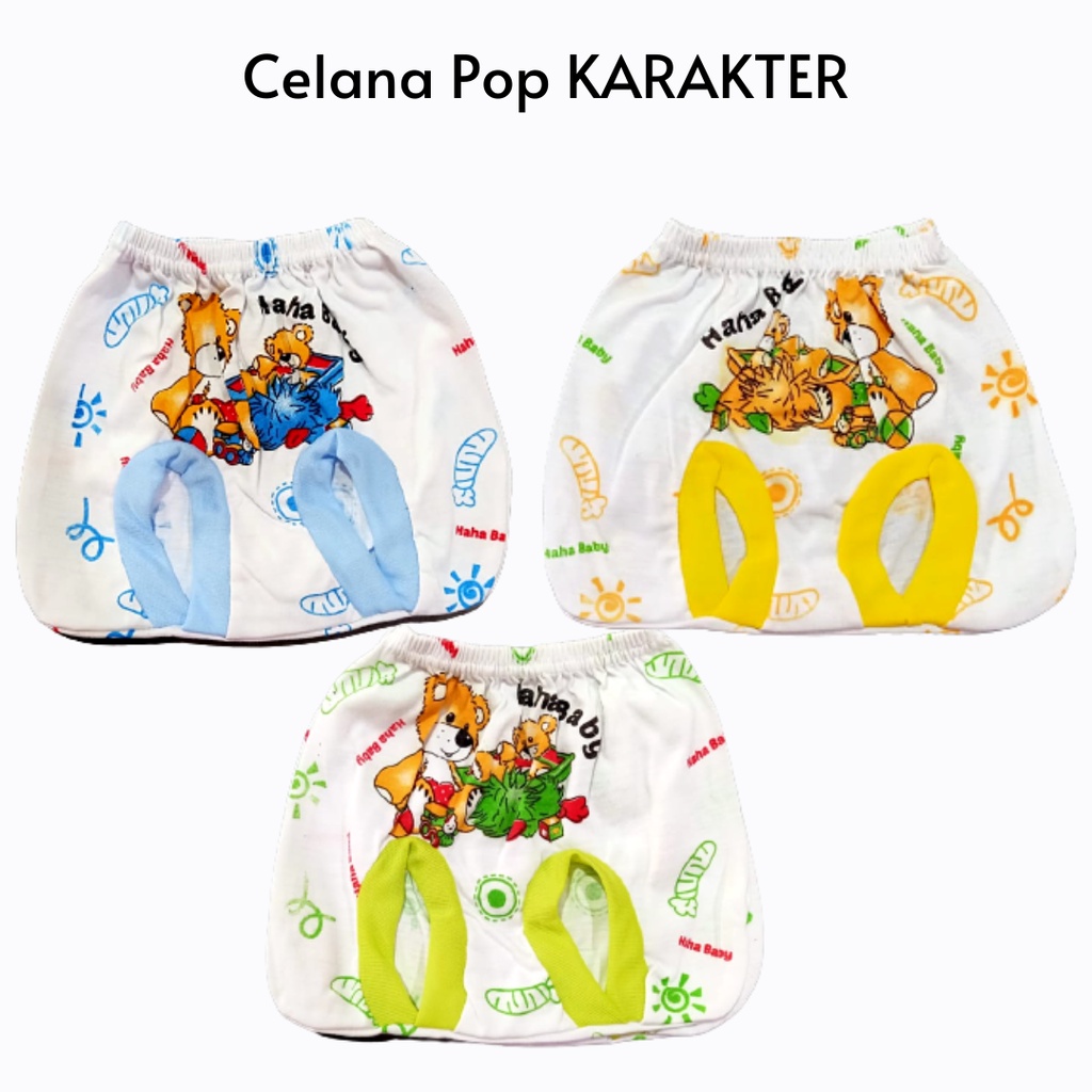 1 Pcs Celana Pop Bayi PUTIH KARAKTER Celana Kacamata Bayi Celana Baby Newborn Celana Poop Celana Kacamata Perlengkapan Bayi Baru Lahir