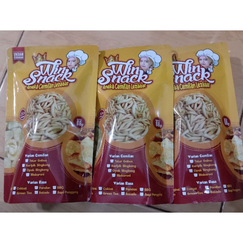 

WinSnack Aneka cemilan lezat "telur gabus, opak singkong, keripik singkong.