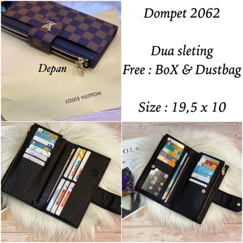 Dompet Panjang Lipat Kancing Resleting 2 Wanita Free Box
