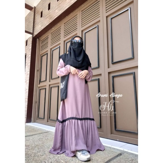 [BRAND HUSNA HIJAB] GAMIS POLOS / GAMIS ARUMI ABAYA / GAMIS POLOS RENDA WOLLYCREPE PREMIUM