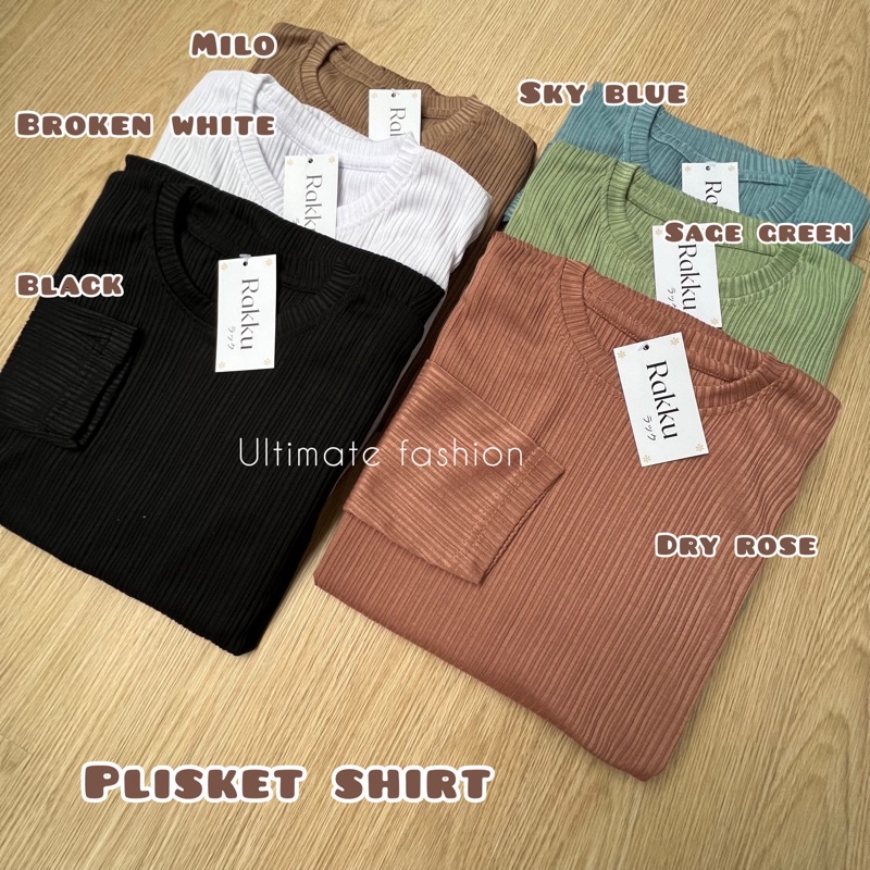 Basic Longsleeve Shirt Plisket 178 - Kaos Inner Plisket Lengan Panjang Premium  Kekinian Korea