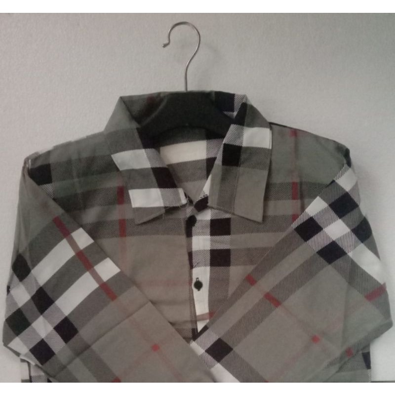 Kemeja kotak/ kemeja wanita casual / kemeja vintage/ kemeja kerja / Kemeja Blueberry /Lengan Panjang-abu