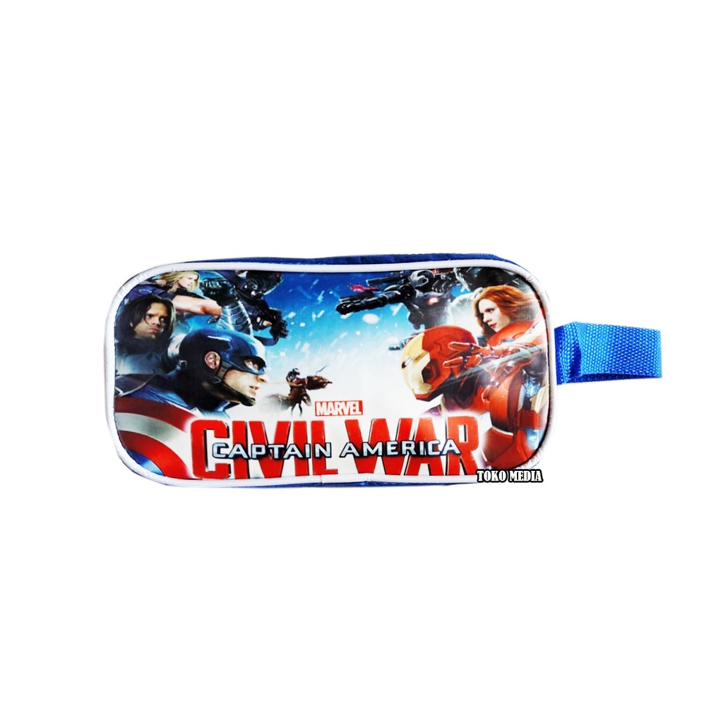 BEST SELLER!! Tempat Pensil Karakter Bahan Tebal Batman Spiderman dll (Boys Series)-CIVIL WAR