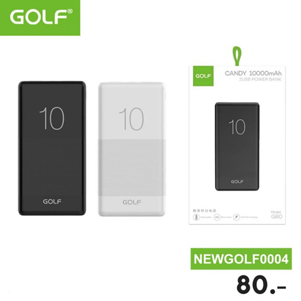 Golf powerbank G80 Candy 2 USB 10.000 mAh Fast Charging