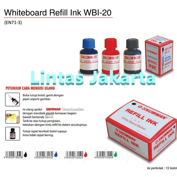 Tinta Spidol Non Permanen / BoardMarker Merk Snowman BG-12