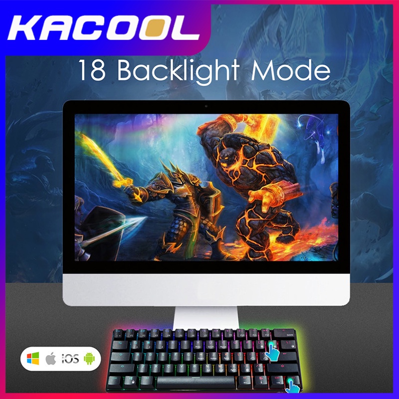 RK61 RGB Mekanik Keyboard 60% 3 Mode 61 Tombol Bluetooth Nirkabel