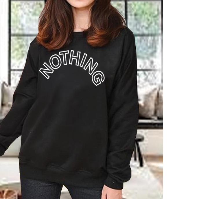 ✳ Kaos Lengan Panjang NOTHING/ Kaos Sweatshirt / Atasan Wanita / Atasan Wanita Lengan Panjang / Atas