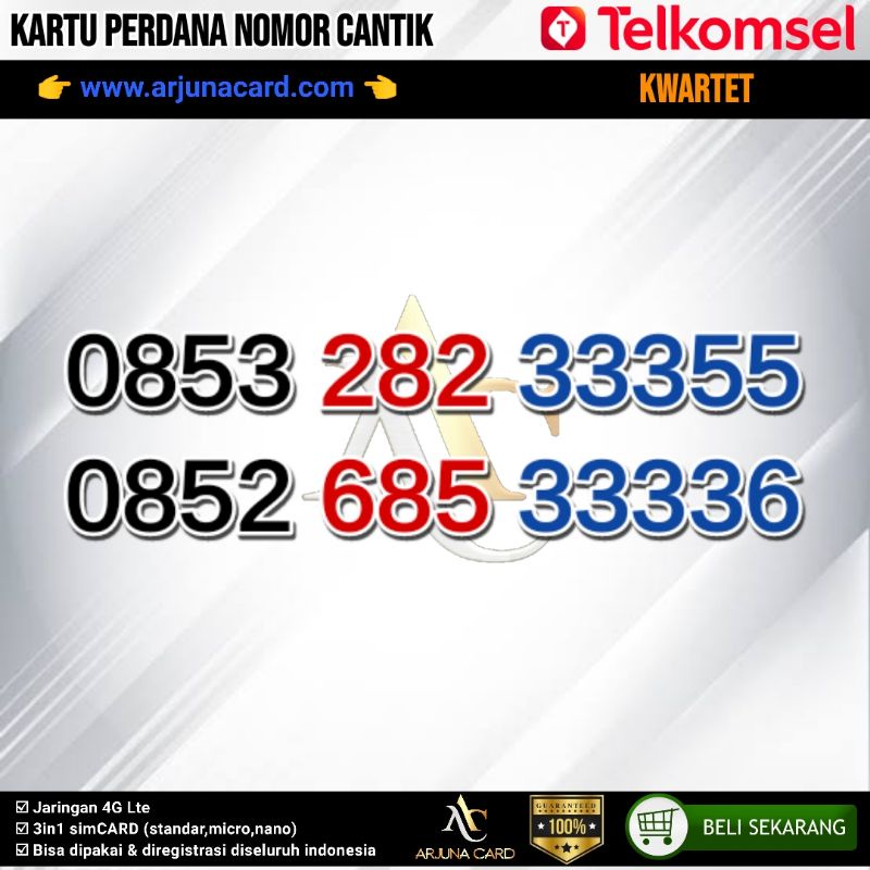 NOMOR CANTIK TELKOMSEL 3333 KWARTET 4G