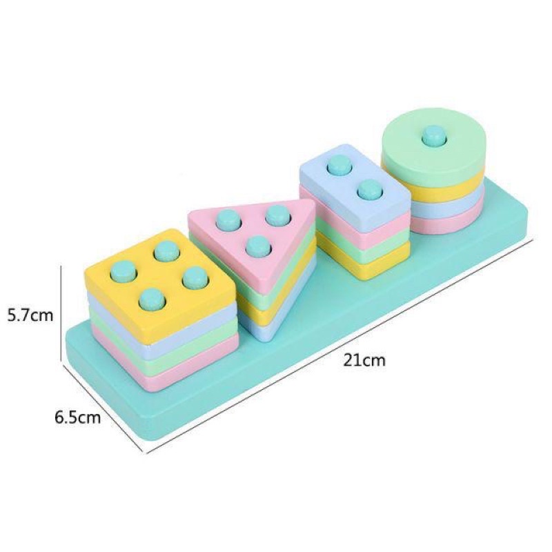 [ Giggel ] Shape Sorting Wooden Toys / Mainan Edukasi Anak / Mainan Kayu anak / Mainan Kayu Alphabet / Wooden Alphabet Toys / Basic Shape Sorting Kayu Balok 4 Shape Block