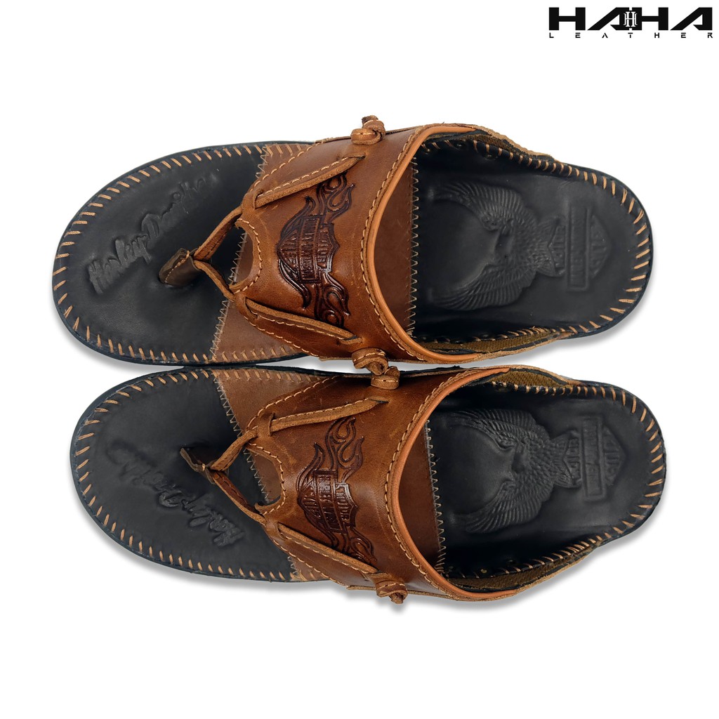 Sandal Slide SlHARLEY DV Sendal Selop japit Kuat bahan Kulit sapi Asli genuine leather Pria Cowok