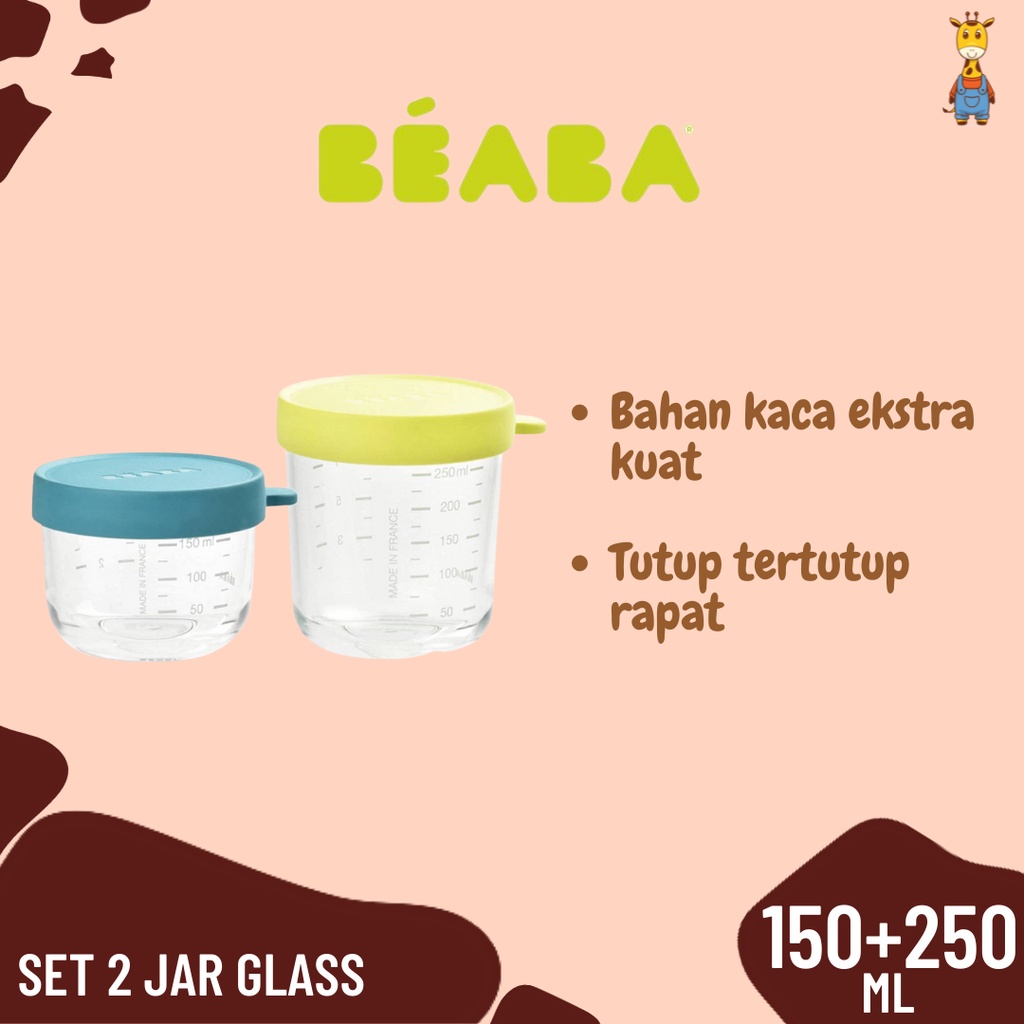 Beaba Set 2 Jar Glass 150ML + 250ML