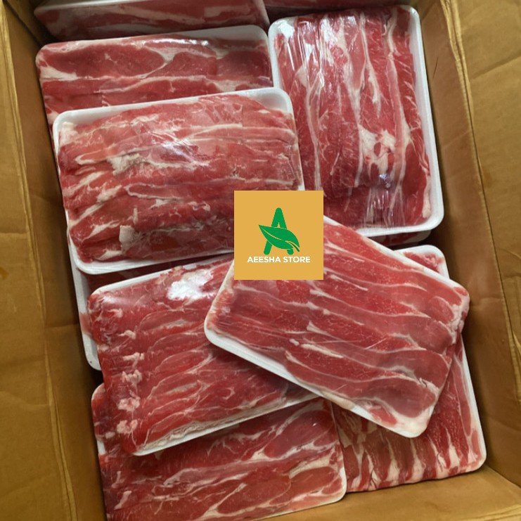 

Shortplate Slice (Daging Yoshinoya) Kemasan 500gr /Us Beef Slice 500gr AEESHASTORE