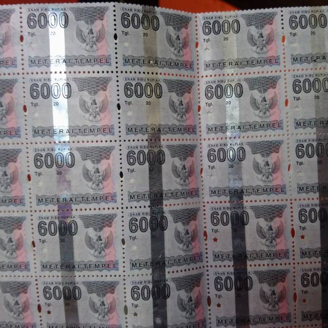Meterai rp 6000 Dipakai April 2005- Maret 2010