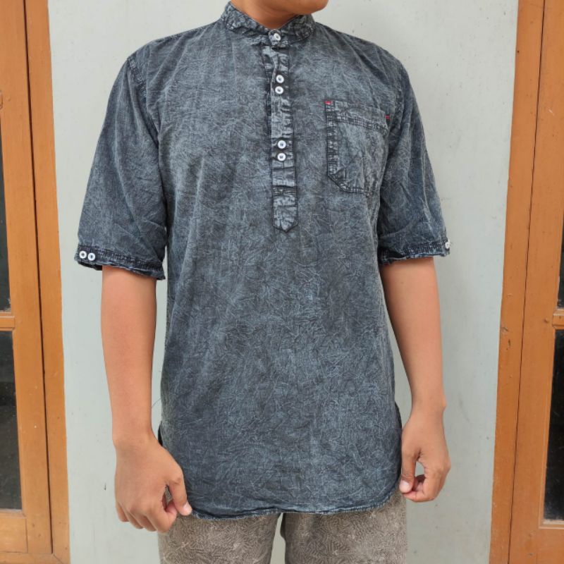 Baju Koko Pakistan Kurta Kemeja Casual Koko Terbaru Lengan Pendak Dan 3/4 Kemeja Koko Pria Dewasa Qu