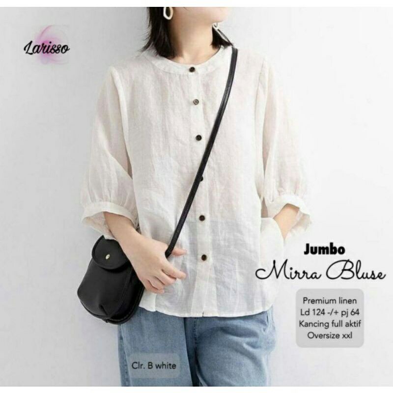 [BISA COD]MIRRA BLOUSE KATUN LINEN JUMBO LD 125