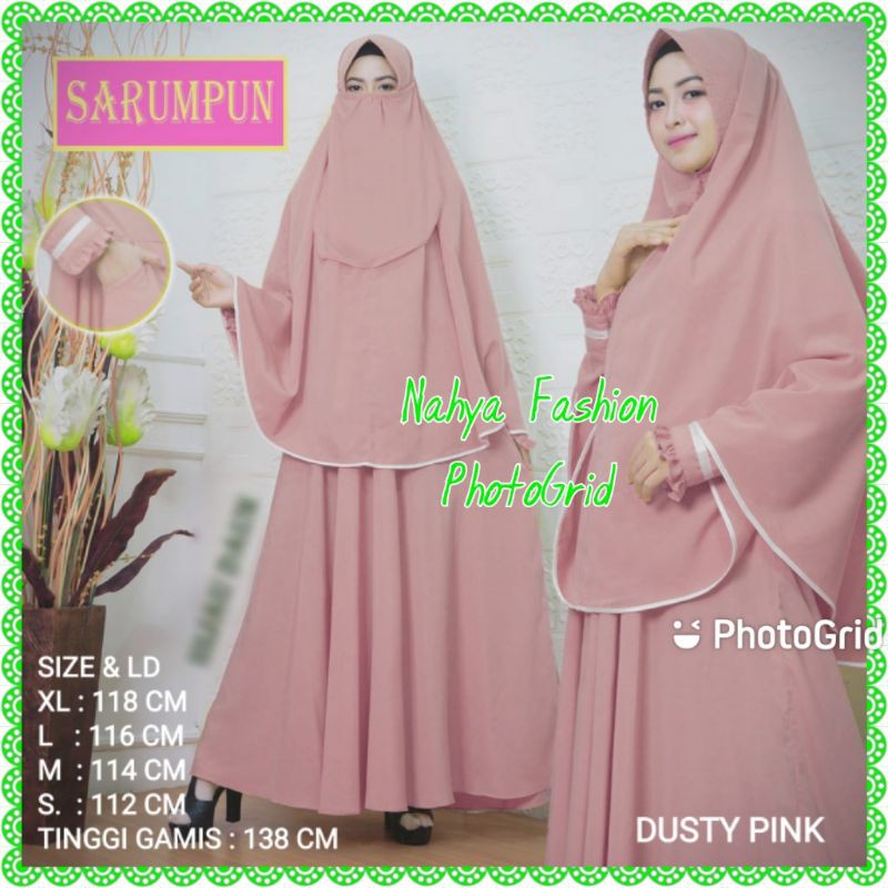 Gamis Syar'i Set Cadar Wolfis Dusty Pink
