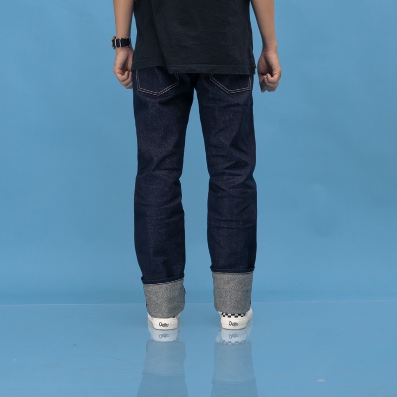 JACK LABEL ORIGINAL - DENIM RAW 15 OZ  SELVED-straight cut non stretch Jeans pria terbaru