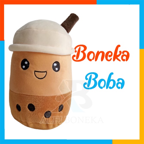 Boneka Boba Bubble Milk Tea Brown Sugar Ukuran M - Boneka Boba Lucu - Boneka Mainan Anak Perempuan - Boneka Mianan anak Laki laki - Boneka Peluk - Bantal Peluk Lucu