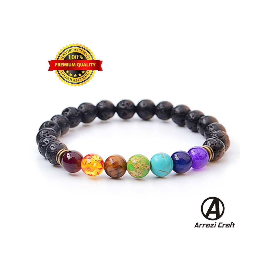  Gelang  Batu Alam Akik 7 Chakra Cakra Asli Yoga Unik Pria 