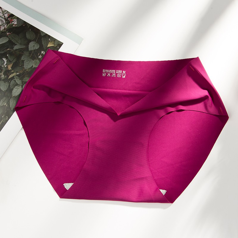 （READY JAKARTA）Celana Dalam Seamless Tanpa Jahitan Anti Nyeplak Fashion Es Sutra CD Wanita-Wine Red