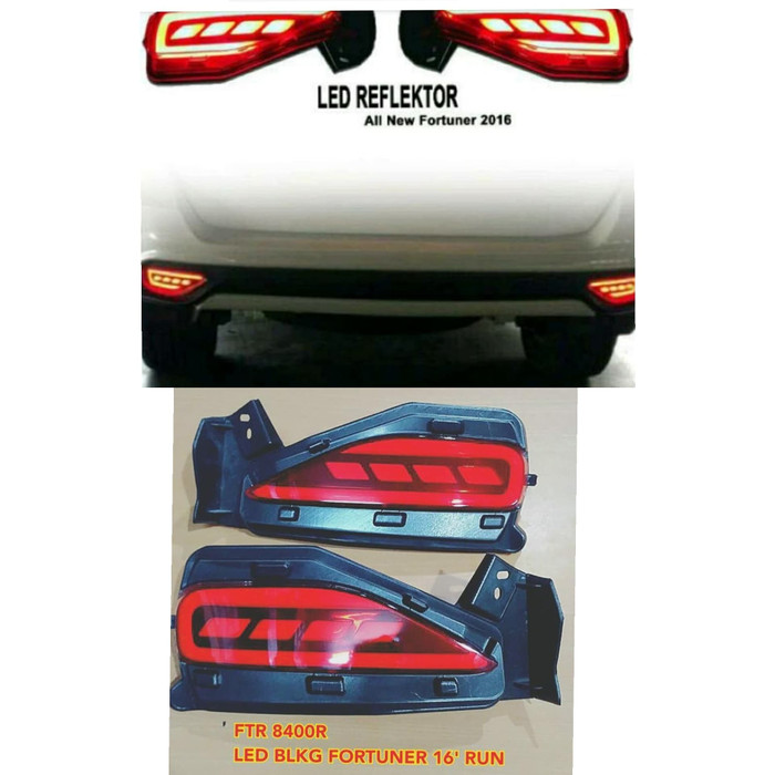 LAMPU reflektor bumper belakang TOYOTA ALL NEW FORTUNER VRZ 2016 sampai 2022 2021 2020 2019 2018 2017 2016 PLASMA