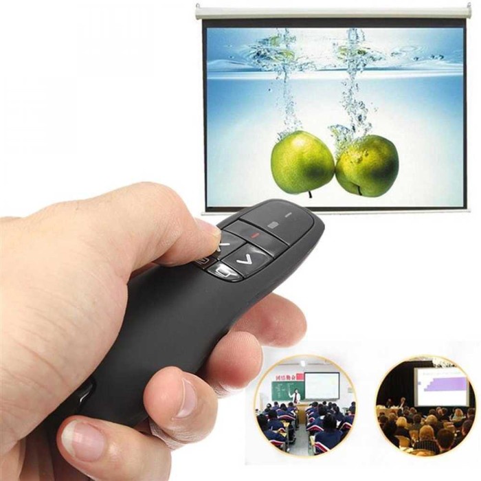 Laser Pointer Presenter Wireless Pointer Merah 2.4Ghz 15 Meter- R400 - Hitam