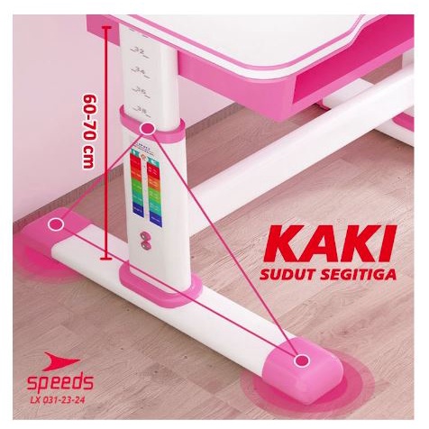 Set Meja Belajar Anak SPEEDS 70 &amp; 80 cm 1 Kursi Set Lengkap Multifungsi